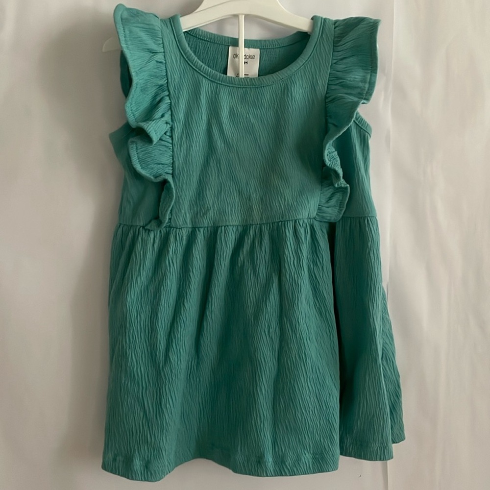 Okie Dokie Sundress w/ Undies Teal Ruffles Toddler Size 18 Months